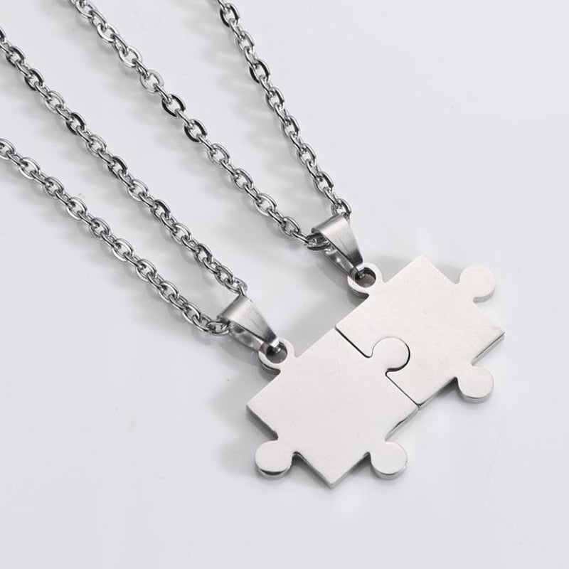 1 Pair puzzle Pendant Chain piece necklace for couples