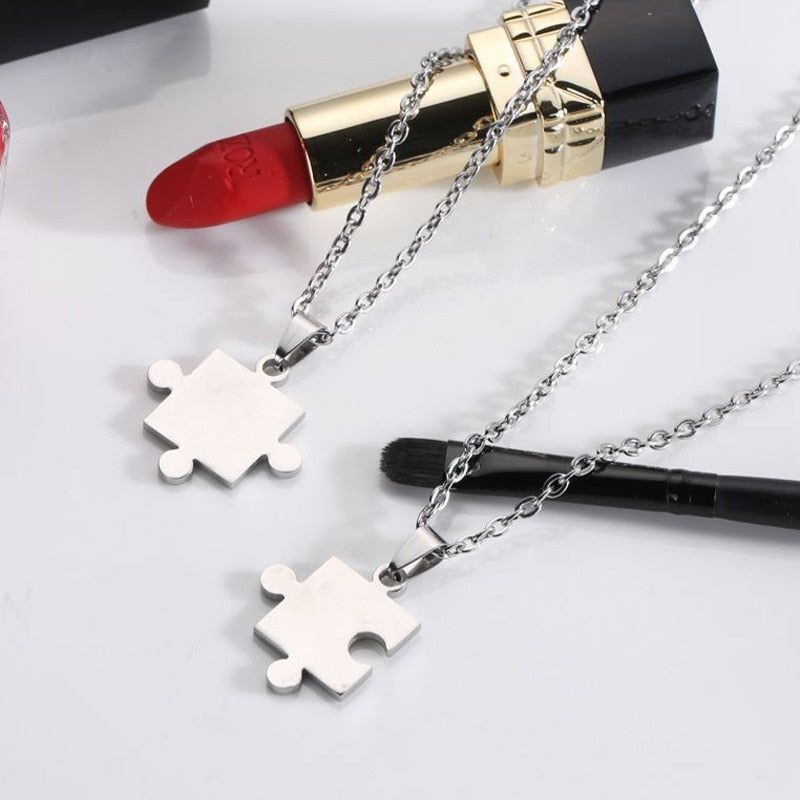1 Pair puzzle Pendant Chain piece necklace for couples