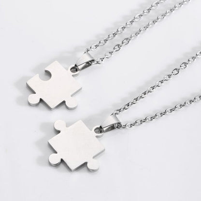 1 Pair puzzle Pendant Chain piece necklace for couples