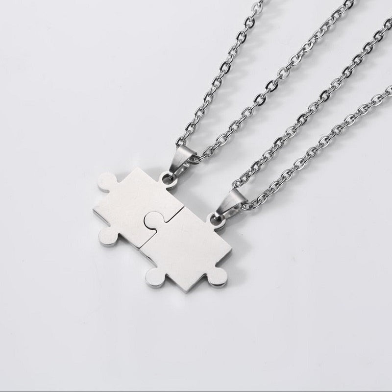 1 Pair puzzle Pendant Chain piece necklace for couples
