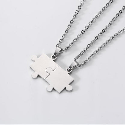 1 Pair puzzle Pendant Chain piece necklace for couples