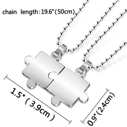 1 Pair puzzle Pendant Chain piece necklace for couples