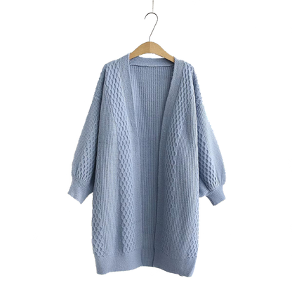 Winter lantern sleeve cardigan Long Sweater Women 2021 Lantern Sleeve Open Stitch Oversized Sweater Knit Coat