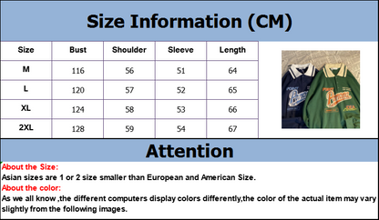 Polo Collar Oversized Letter Print Sweatshirt Long Sleeve Loose Buttons Tops