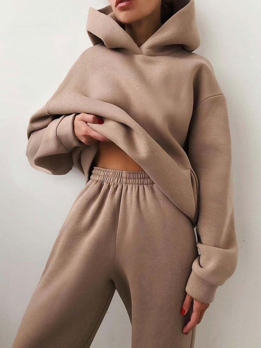 Tracksuit  Fleece Sweatshirts Two Piece Set Oversized Sports Hoodie Suit