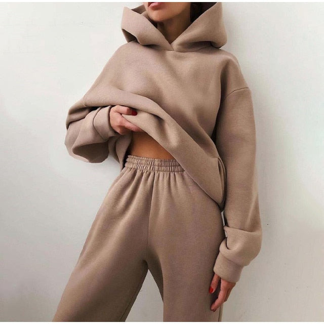Tracksuit  Fleece Sweatshirts Two Piece Set Oversized Sports Hoodie Suit