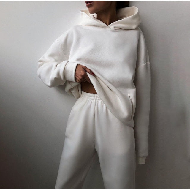 Tracksuit  Fleece Sweatshirts Two Piece Set Oversized Sports Hoodie Suit