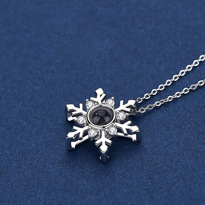 Personalized Projection Necklace Custom Photo Jewelry Women Snowflake Pendant