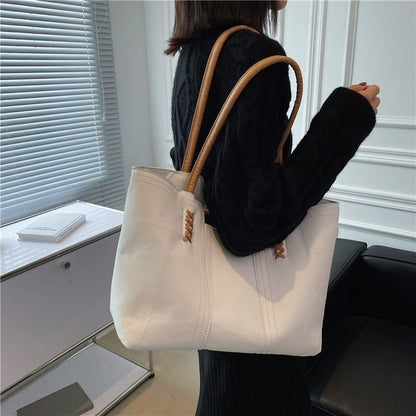 Fashion Women PU Leather Solid Color Shoulder Shopping Bag