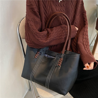 Fashion Women PU Leather Solid Color Shoulder Shopping Bag