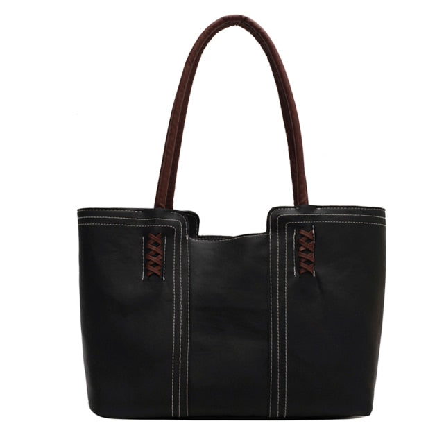 Fashion Women PU Leather Solid Color Shoulder Shopping Bag