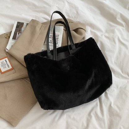 Large Tote Winter Plush Bags For Women Fashion 2021 Furry Shoulder