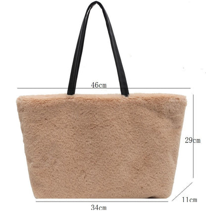 Large Tote Winter Plush Bags For Women Fashion 2021 Furry Shoulder