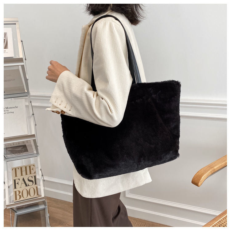 Large Tote Winter Plush Bags For Women Fashion 2021 Furry Shoulder