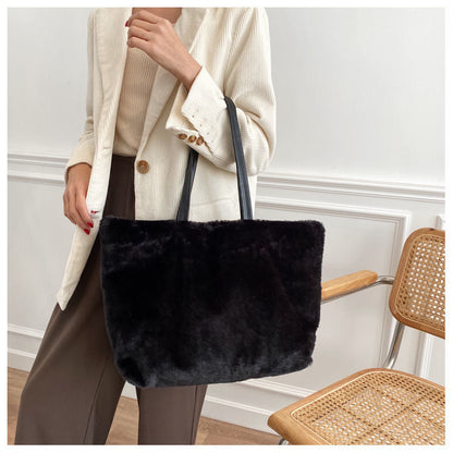 Large Tote Winter Plush Bags For Women Fashion 2021 Furry Shoulder