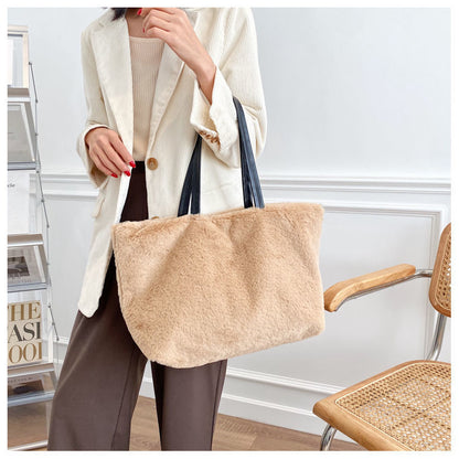 Large Tote Winter Plush Bags For Women Fashion 2021 Furry Shoulder