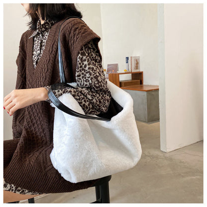 Large Tote Winter Plush Bags For Women Fashion 2021 Furry Shoulder