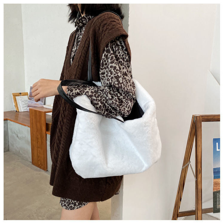 Large Tote Winter Plush Bags For Women Fashion 2021 Furry Shoulder