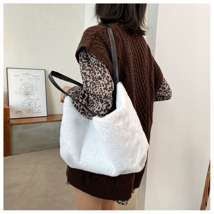 Large Tote Winter Plush Bags For Women Fashion 2021 Furry Shoulder