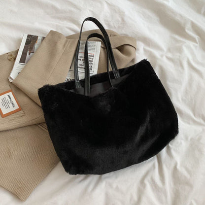 Large Tote Winter Plush Bags For Women Fashion 2021 Furry Shoulder