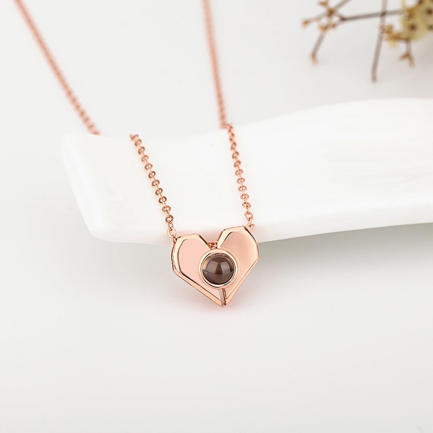 Personalized Heart Shaped Projection Necklace Custom Photo Pendan