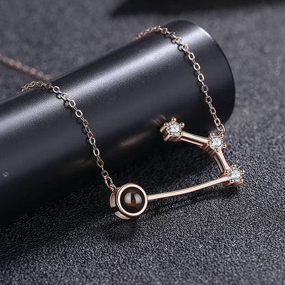 Personalized 12 Constellations Projection Necklace Customized Color Photo Pendant Jewelry Gifts
