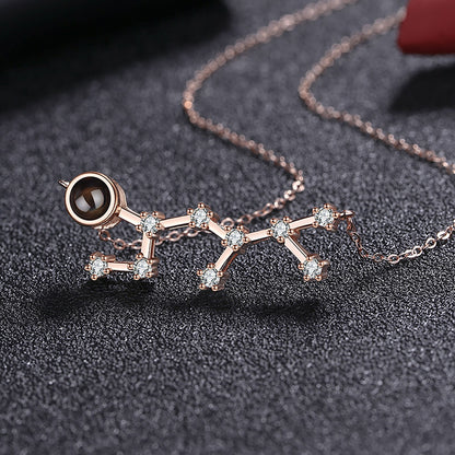 Personalized 12 Constellations Projection Necklace Customized Color Photo Pendant Jewelry Gifts