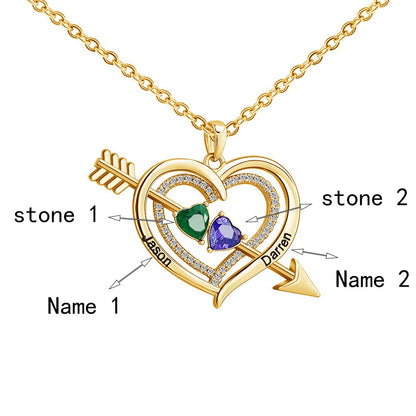 Personalized Love Heart Arrow Shape Necklace Custom Name Gold Silver Color Pendant