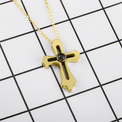 Personalized Custom Photo Name Cross Style Projection Necklace Pendant Necklaces