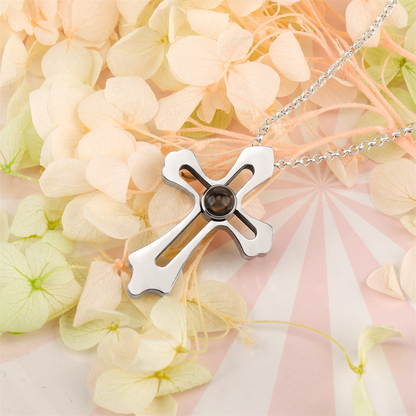 Personalized Custom Photo Name Cross Style Projection Necklace Pendant Necklaces