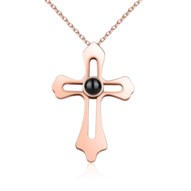 Personalized Custom Photo Name Cross Style Projection Necklace Pendant Necklaces
