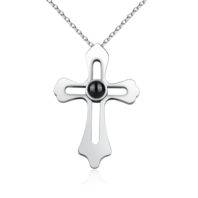 Personalized Custom Photo Name Cross Style Projection Necklace Pendant Necklaces