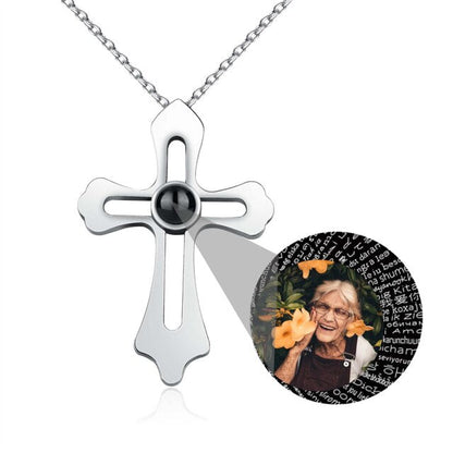 Personalized Custom Photo Name Cross Style Projection Necklace Pendant Necklaces