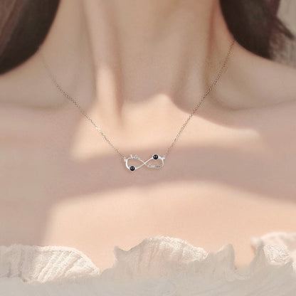 Personalized Infinity Symbol Projection Necklace For Women Customize Name Photo Pendant