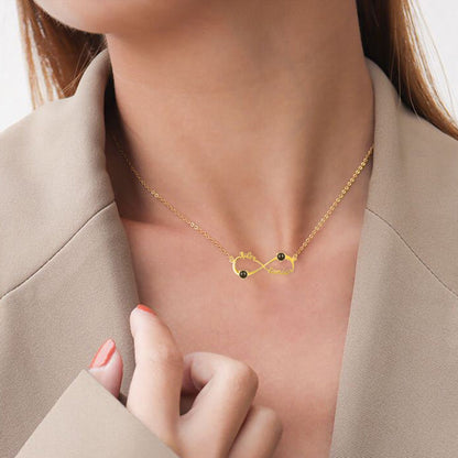 Personalized Infinity Symbol Projection Necklace For Women Customize Name Photo Pendant