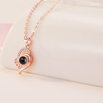 Custom Photo Name Projection Necklace Personalized Love Letter Pendant