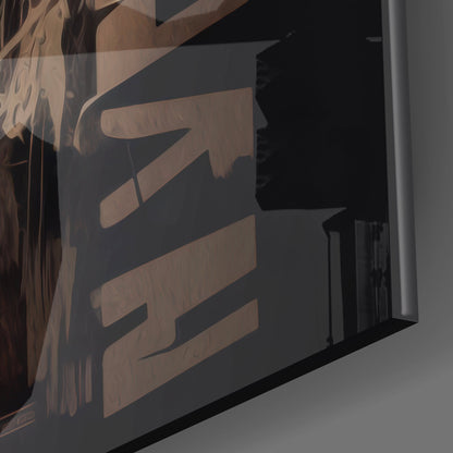 Black Graffiti Letters Woman Face Glass Wall Art
