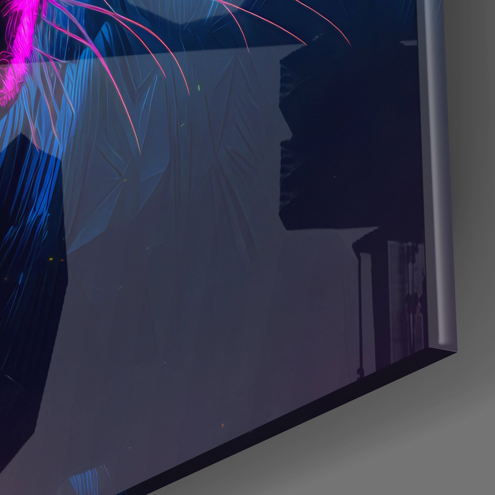 Yellow Eyed Neon Panther Glass Wall Art