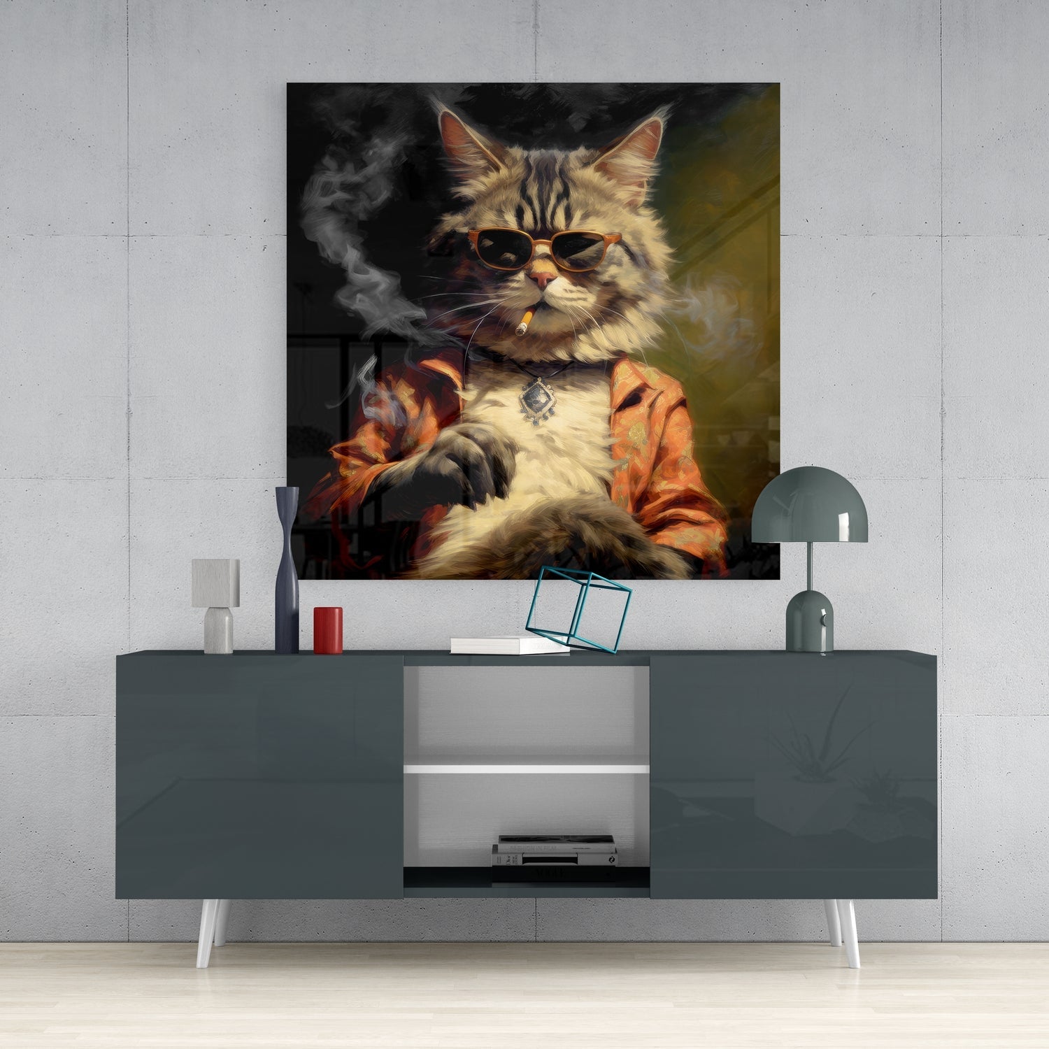 The Coolest Cat V2 Glass Wall Art