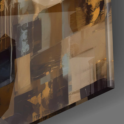 Golden Roses White Horse Glass Wall Art