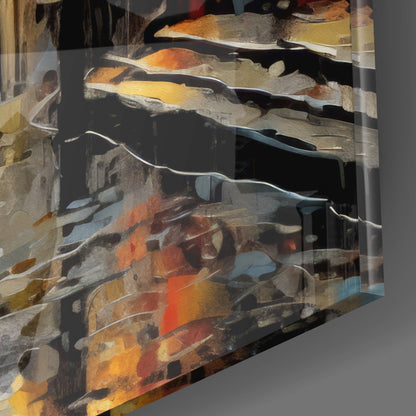 Rainy Mosque Street Lanterns Glass Wall Art