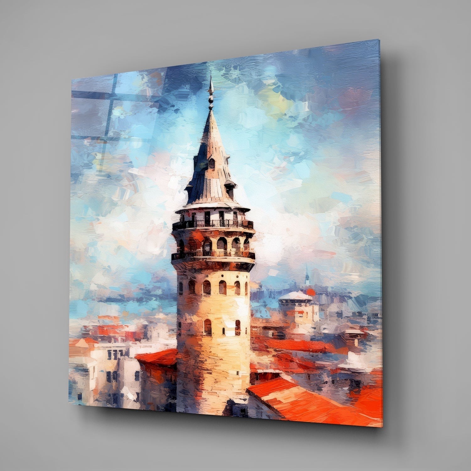 Impressionist Galata Tower Glass Wall Art