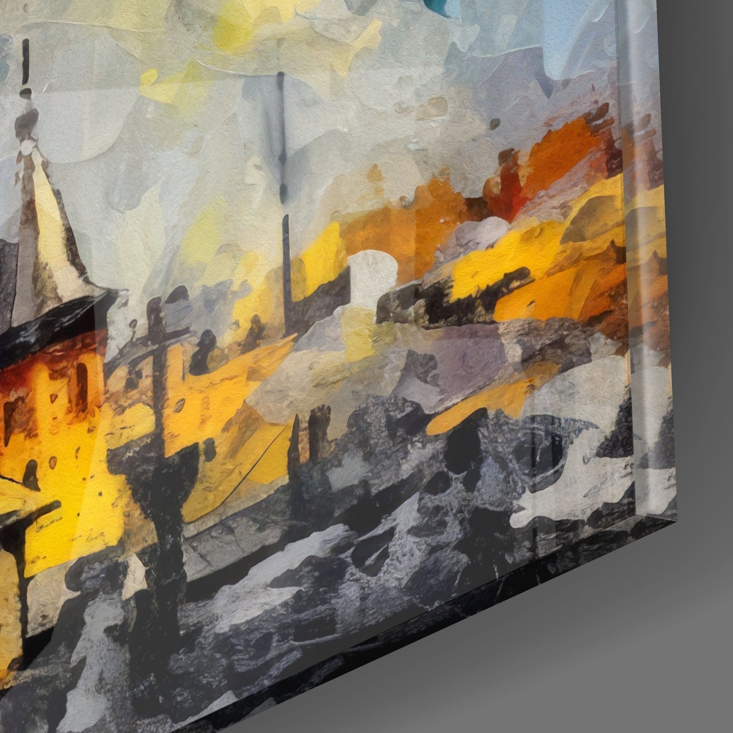 Palette Knife Galata Tower Glass Wall Art