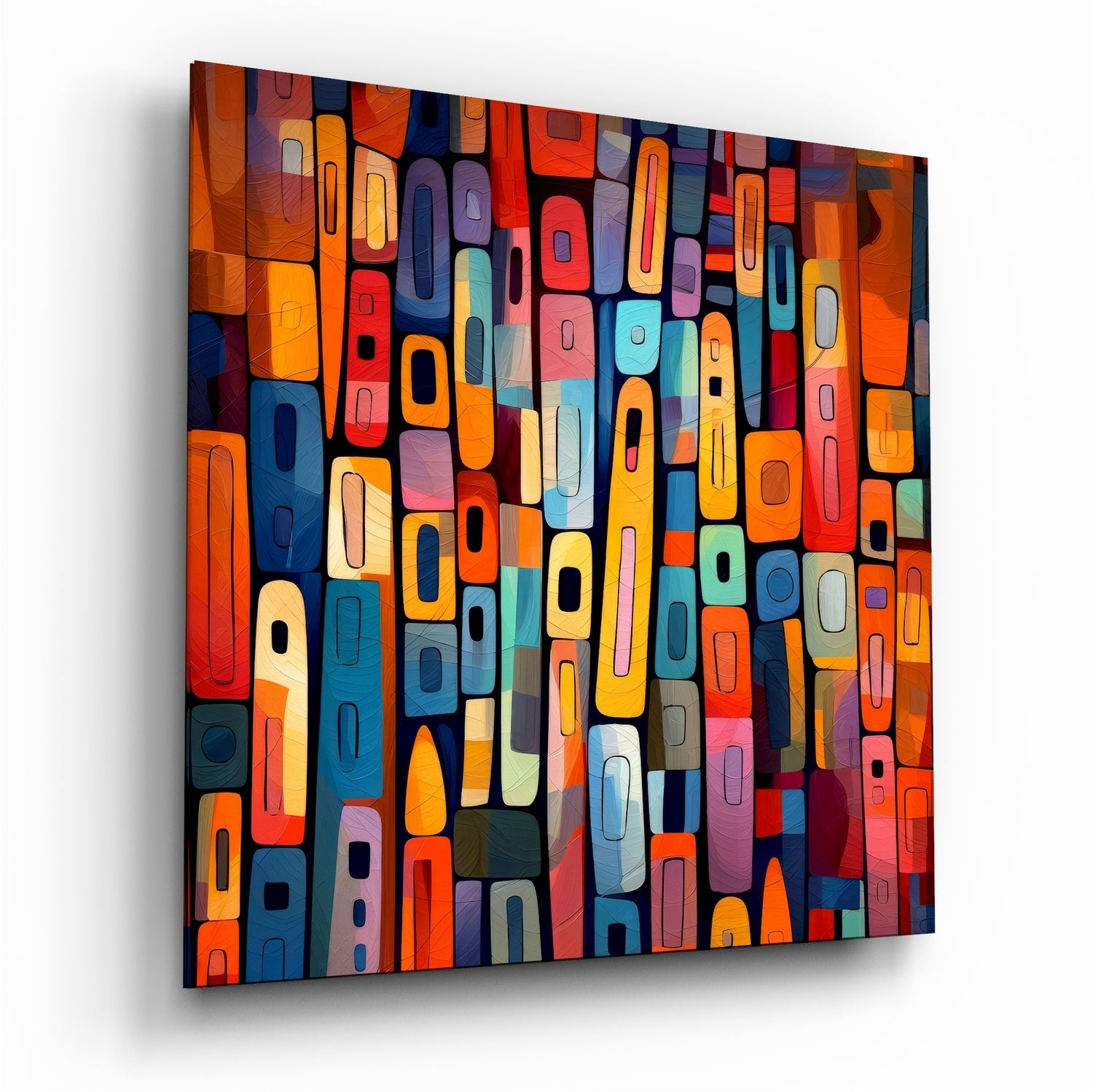 Stacked Color Blocks Mosaic Glass Wall Art