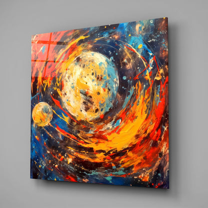 Space Splash Glass Wall Art|| Designer&