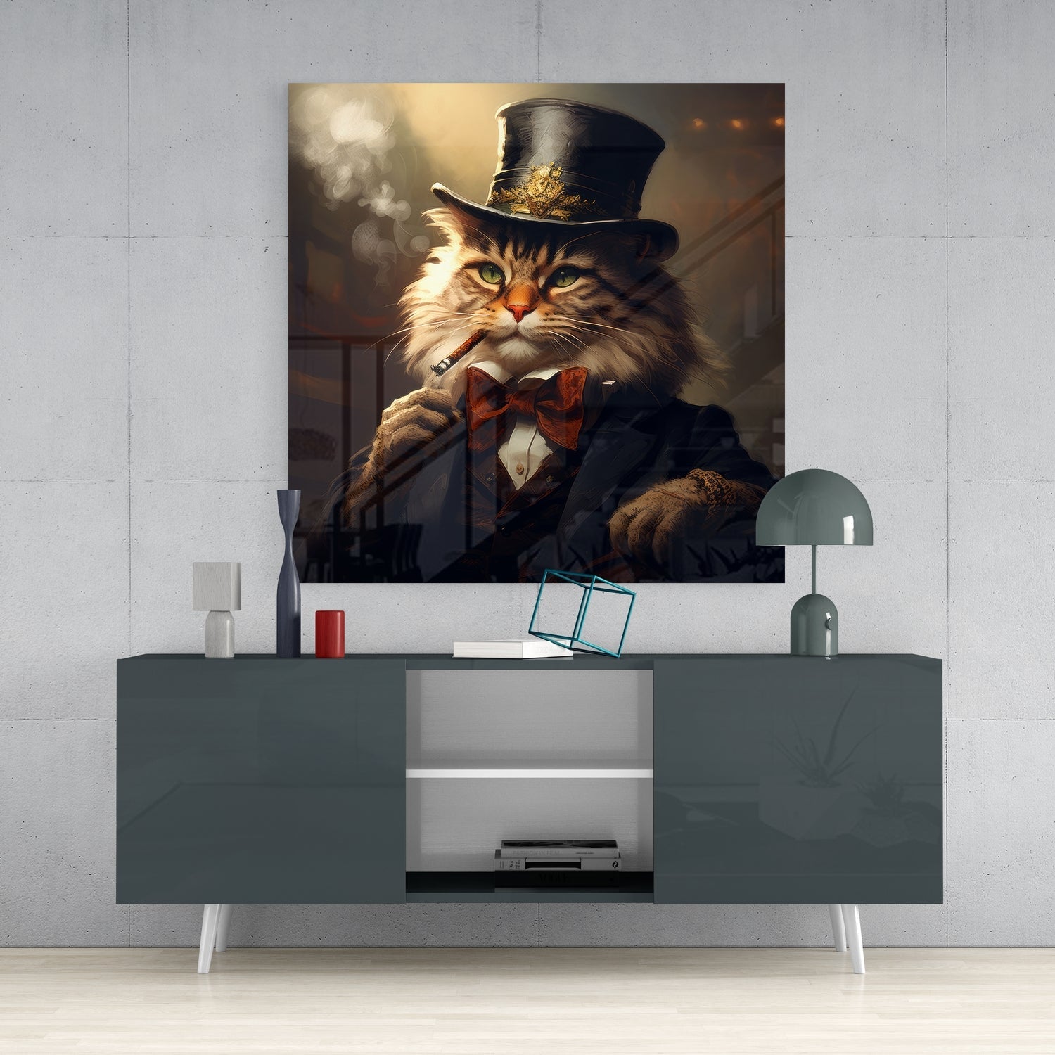 Catleman Glass Wall Art|| Designer&
