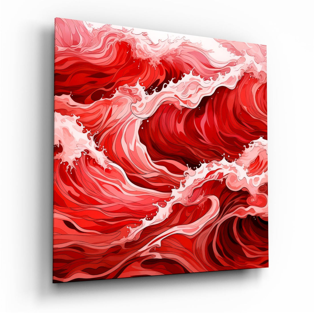 Red Waves Glass Wall Art|| Designer&