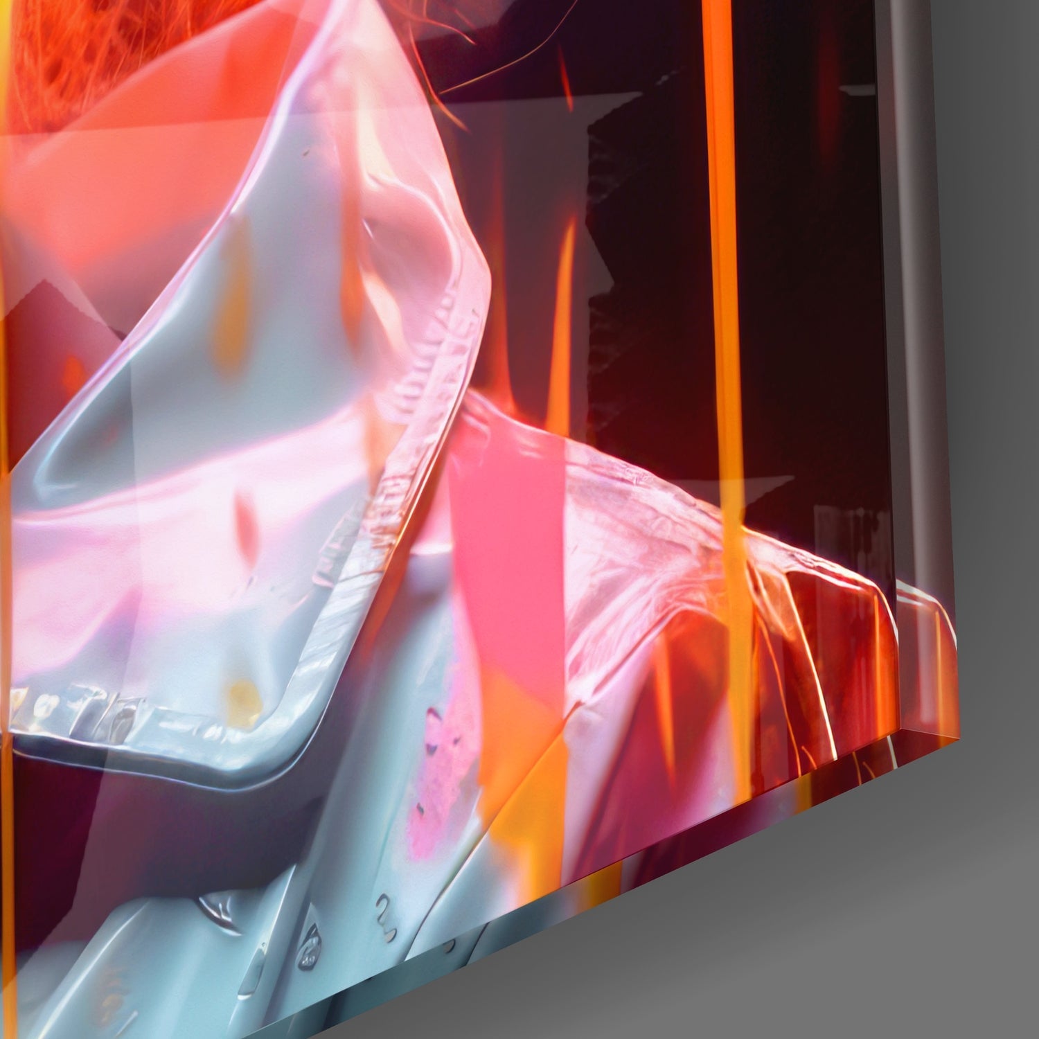 Neon Paint Splash Woman Pink Hair Glass Wall Art