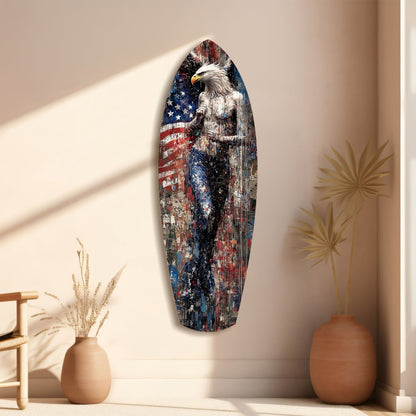 American Eagle Surfboard Glass Wall Art