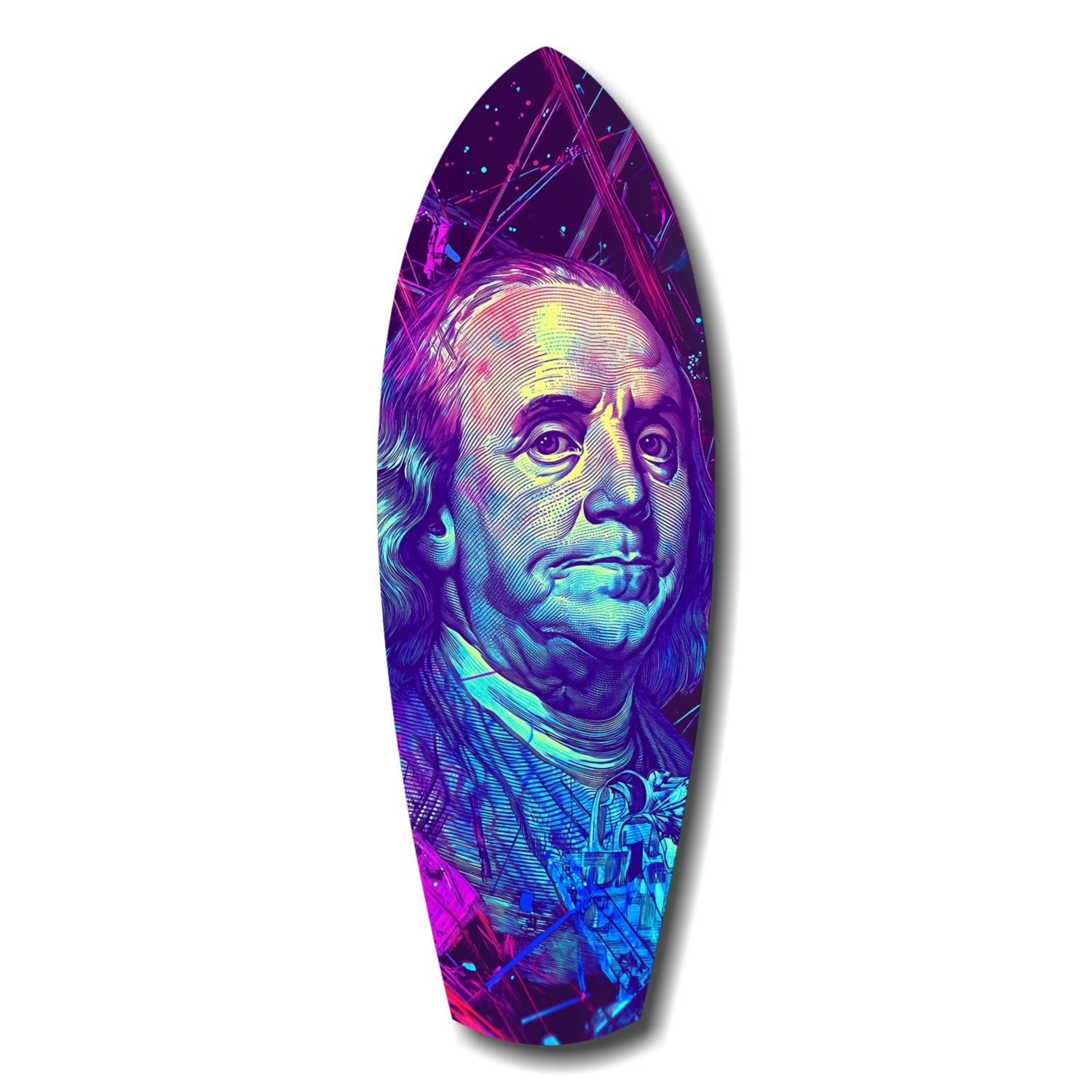 Neon Halftone Banknote Portrait Glass Wall Art
